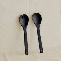 007 Black Mango Wood Serving Spoons Set